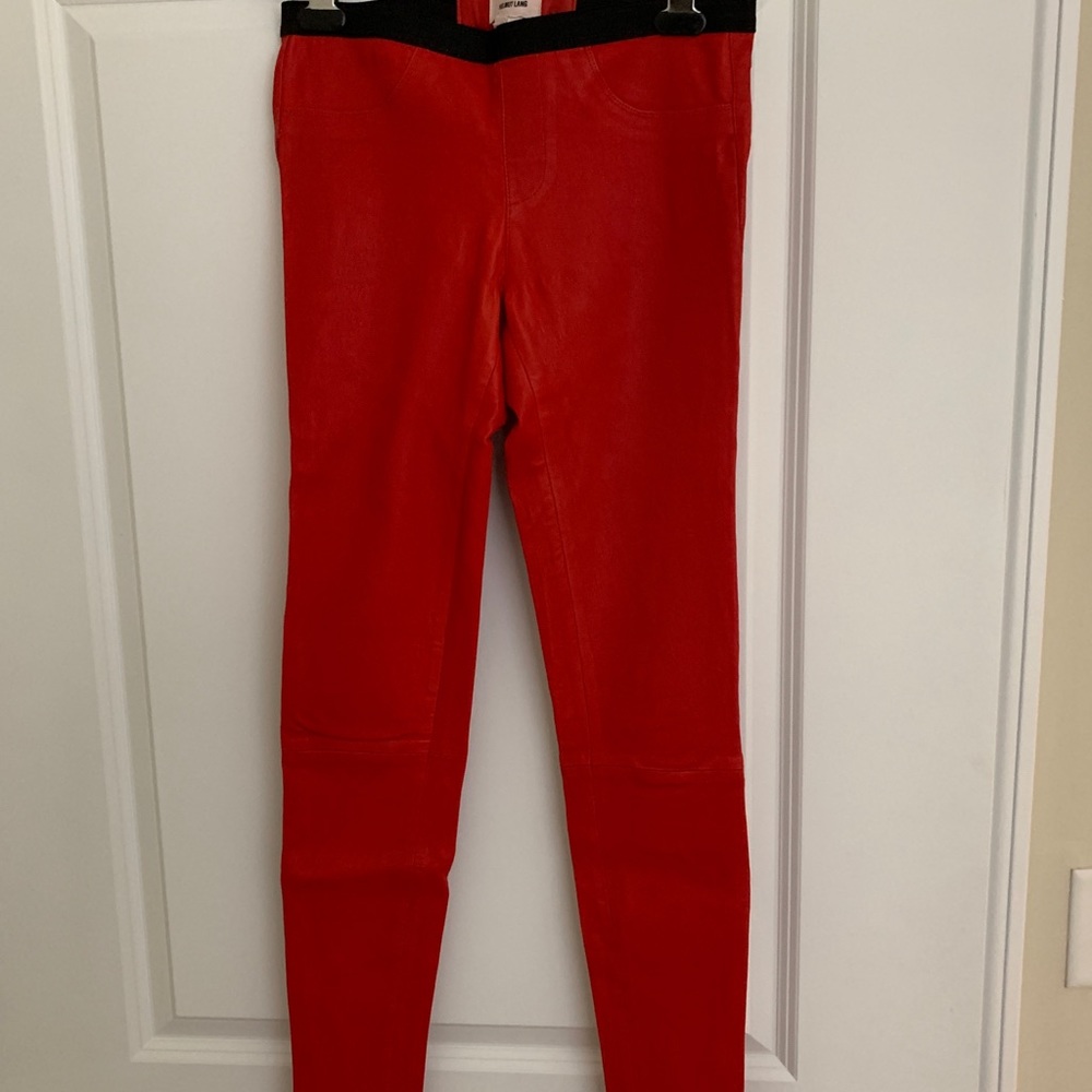 Helmut Lang Stretch Plonge Leather Leggings Sz 4